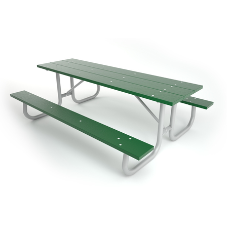 FROG FURNISHINGS Green 8' Galvanized Frame Table with Galvanized Frame PB 8GREGFPIC